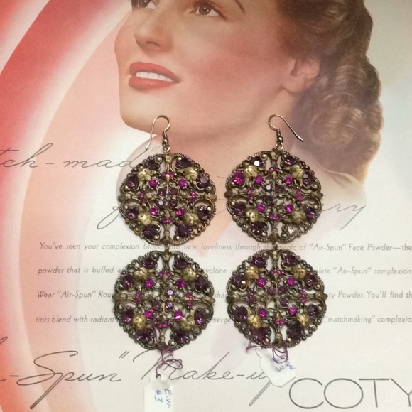 Vintage Filagree Dangle Duster Statement Earrings - Picture 8 of 8